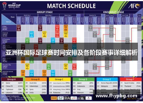 亚洲杯国际足球赛时间安排及各阶段赛事详细解析